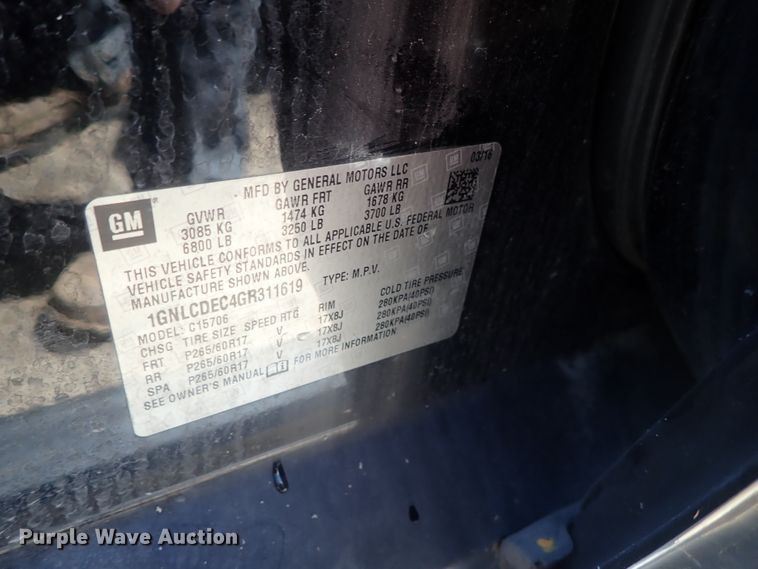 image for item DC1429 2016 Chevrolet Tahoe Police  SUV