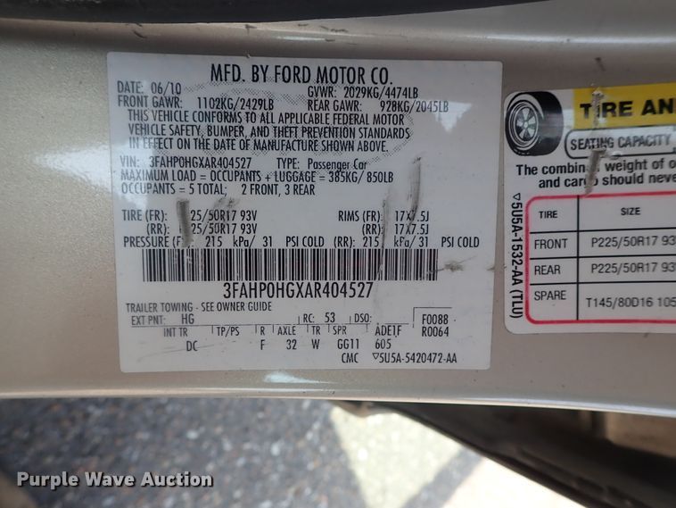 image for item DI4500 2010 Ford Fusion SE