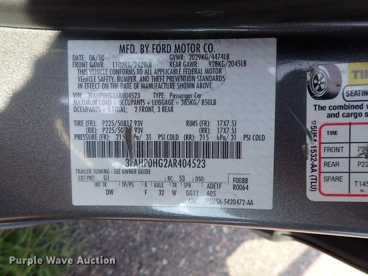 image for item DI4501 2010 Ford Fusion SE