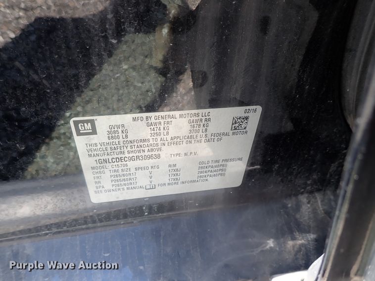 image for item DI4538 2016 Chevrolet Tahoe Police  SUV