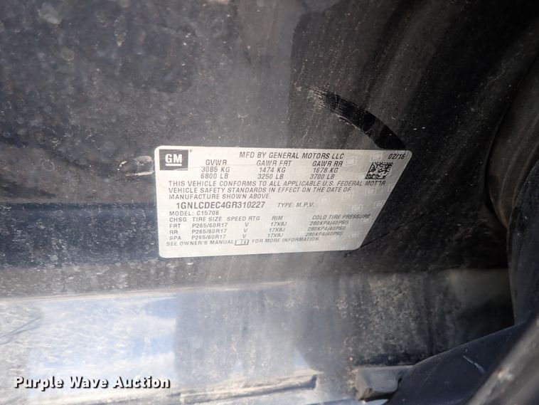 image for item DI4542 2016 Chevrolet Tahoe Police  SUV