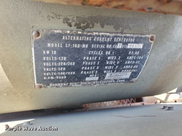 image for item DF5617 1968 U.S. Army SF-10.0MD  generator