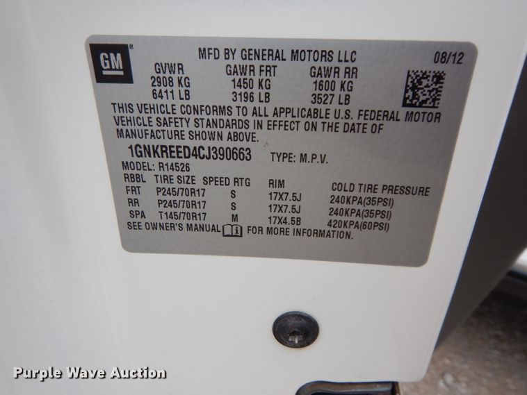 image for item DJ4299 2012 Chevrolet Traverse LS  SUV