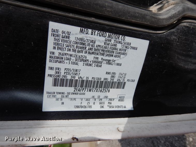 image for item DJ4362 2007 Ford Crown Victoria Police Interceptor