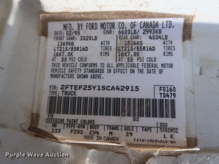 image for item HB9403 1995 Ford F150  pickup truck