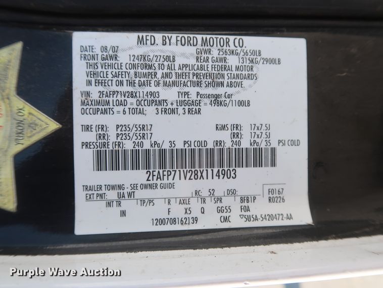 image for item HB9413 2008 Ford Crown Victoria Police Interceptor