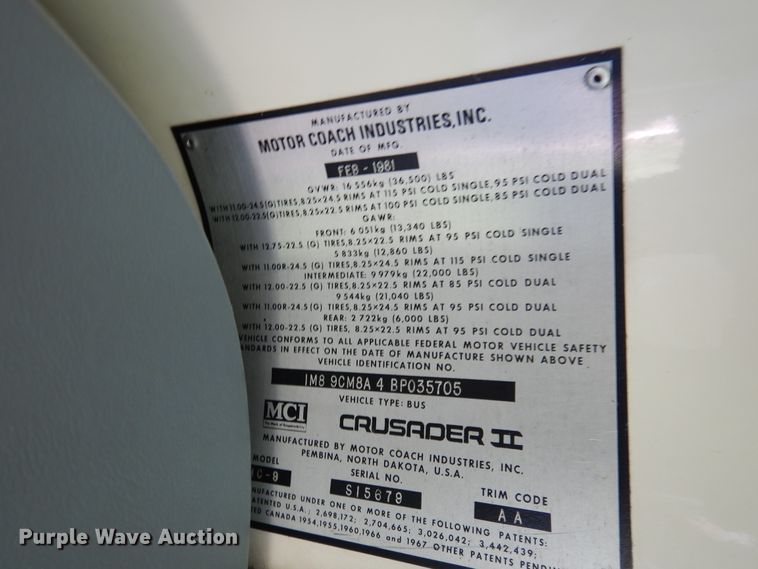 image for item HO9019 1981 MCI MC-9  Crusader coach bus