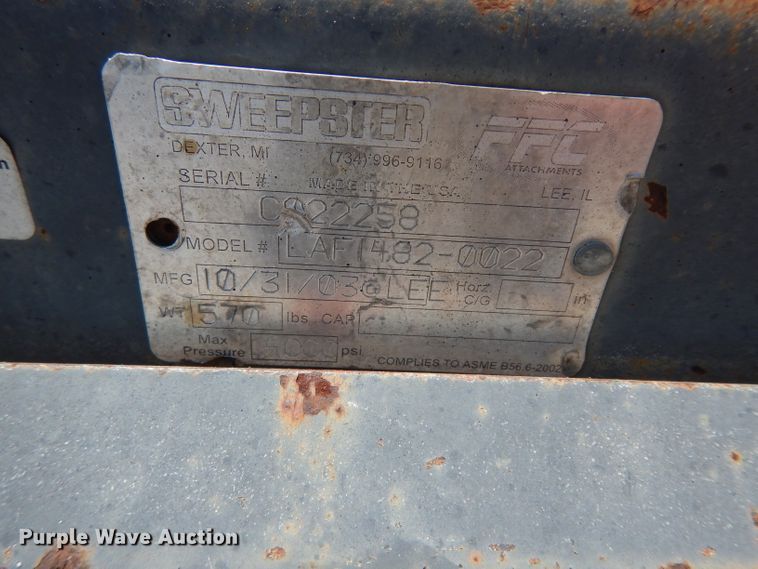 image for item HY9561 2003 Sweepster LAF14820022 84"W skid steer snow plow