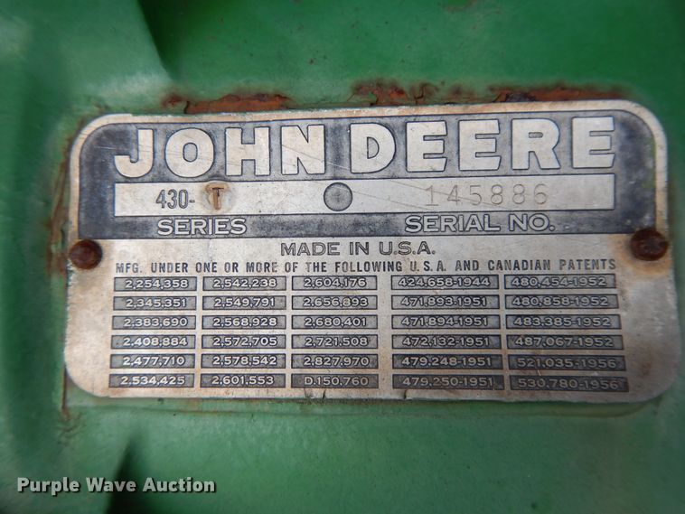 image for item DF5332 1959 John Deere 430  tractor