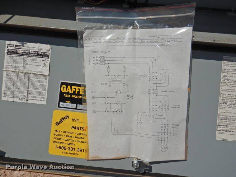 image for item DG1458 Gaffey 98-10282 bridge crane