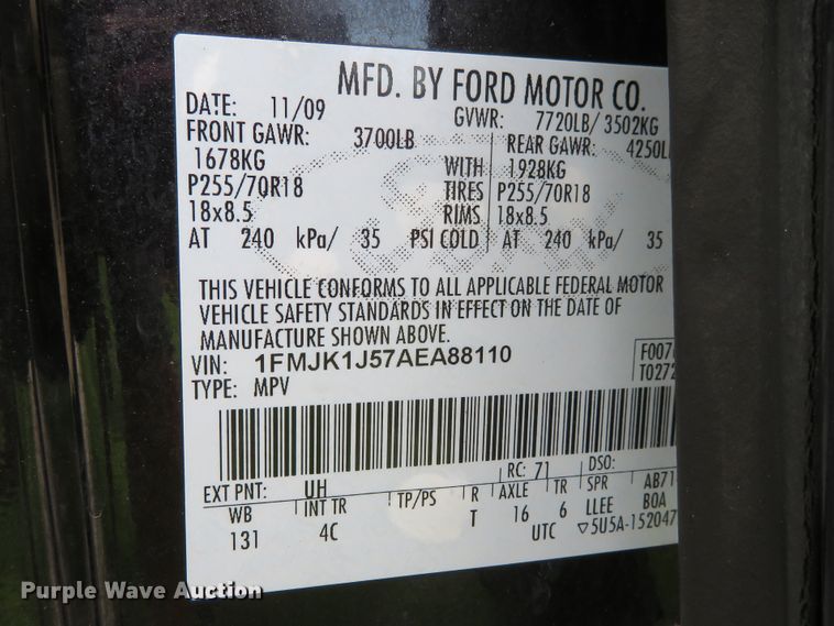 image for item DH1109 2010 Ford Expedition Eddie Bauer  SUV