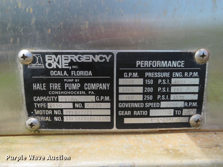 image for item DH1127 1982 Hendrickson 1871-WA  pumper fire truck