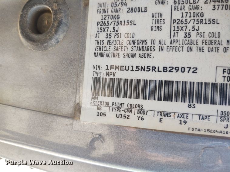 image for item EQ9409 1994 Ford Bronco XLT  SUV