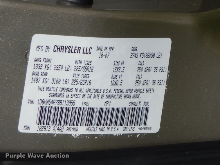image for item FN9346 2008 Dodge Caravan SXT  van
