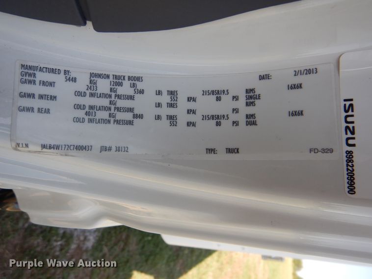 image for item GM9119 2012 Isuzu NPR  refrigerated truck