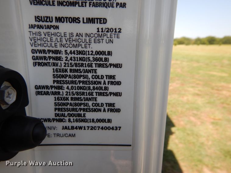 image for item GM9119 2012 Isuzu NPR  refrigerated truck