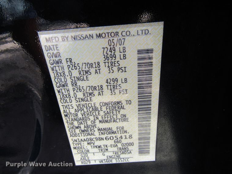 image for item GQ9087 2008 Nissan Armada  SUV