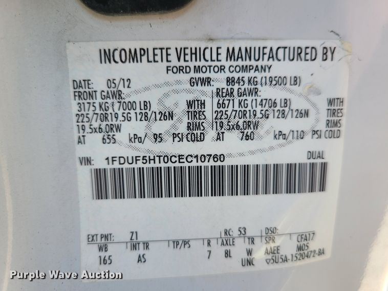 image for item GY9503 2012 Ford F550 Super Duty  utility truck