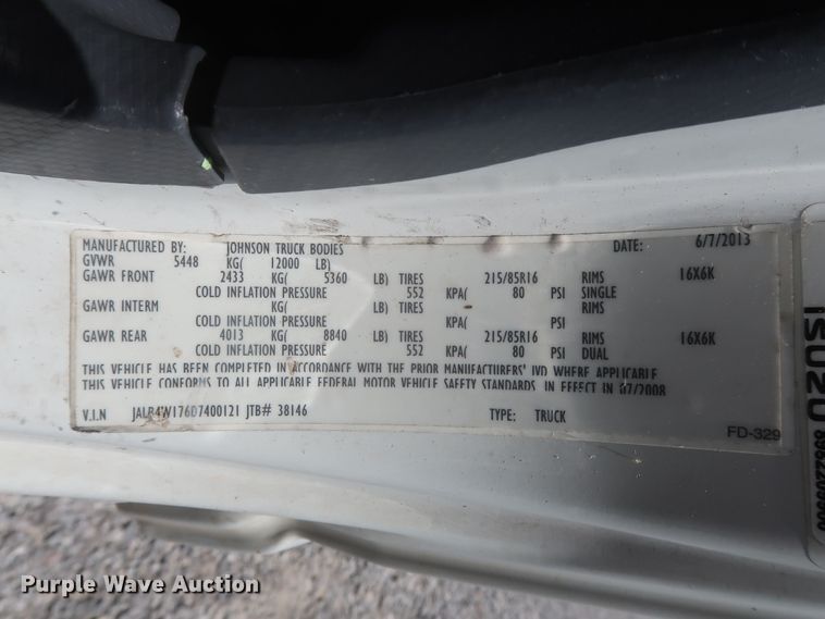 image for item HT9674 2013 Isuzu NPR  refrigerated truck