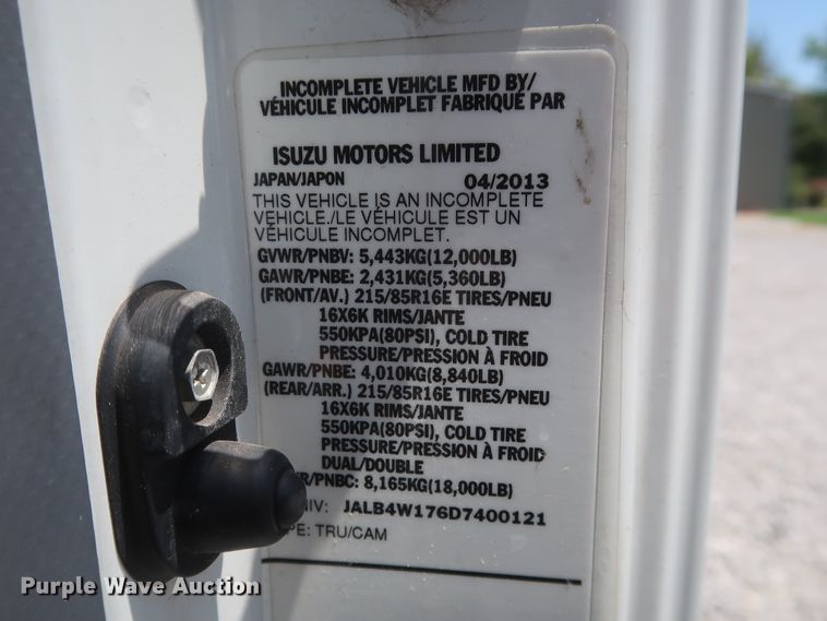 image for item HT9674 2013 Isuzu NPR  refrigerated truck