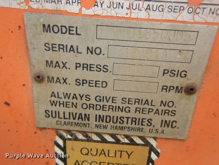 image for item HY9530 Sullivan D185QV  air compressor