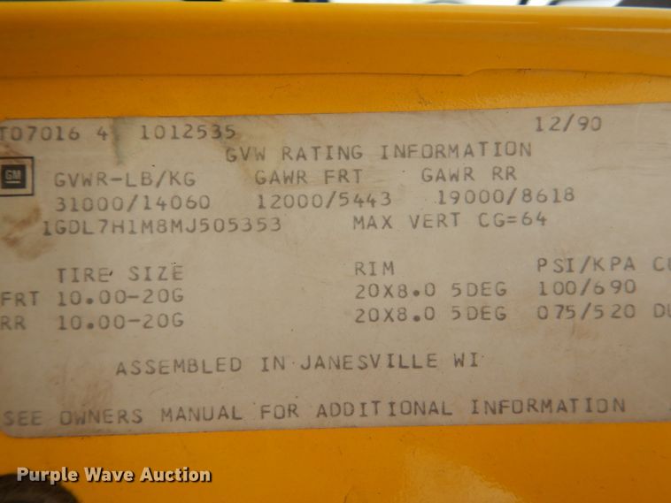 image for item DA8401 1991 GMC TopKick  dump truck