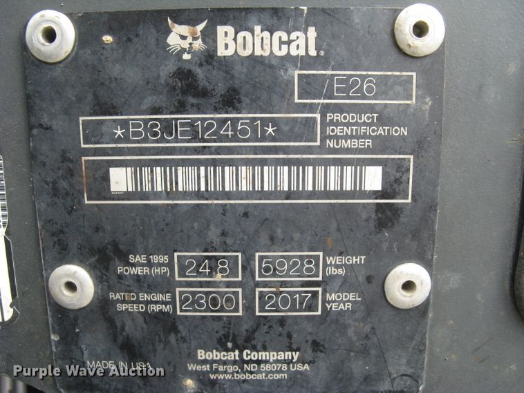image for item DC1446 Bobcat E26  mini excavator