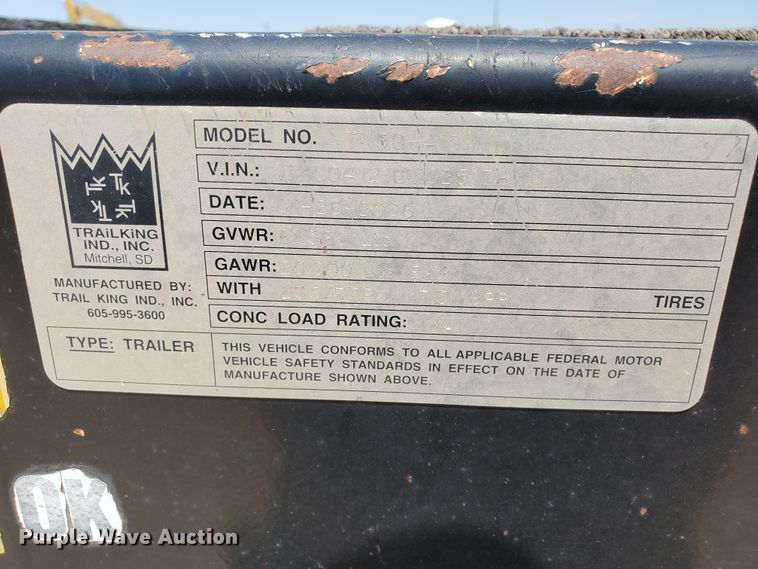 image for item DD0382 2006 Trail King TK50-412 equipment trailer