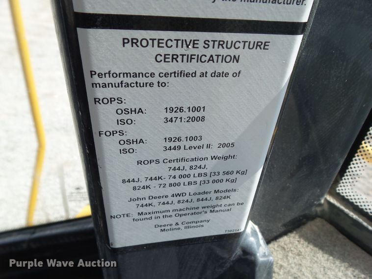 image for item DF0868 2012 John Deere 744K  wheel loader