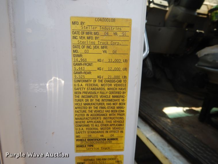 image for item DF5282 2004 Sterling Acterra  flatbed truck