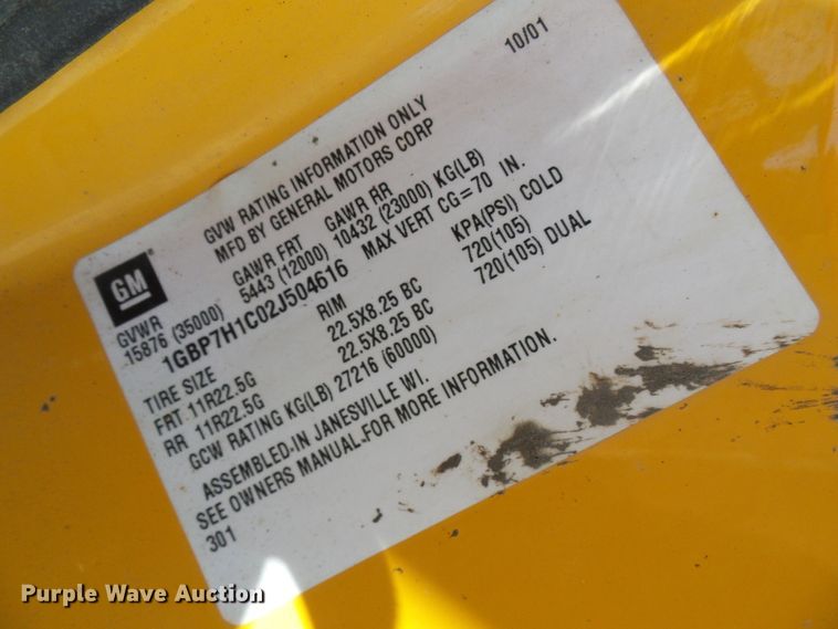 image for item DG2039 2002 Chevrolet C8500  dump truck