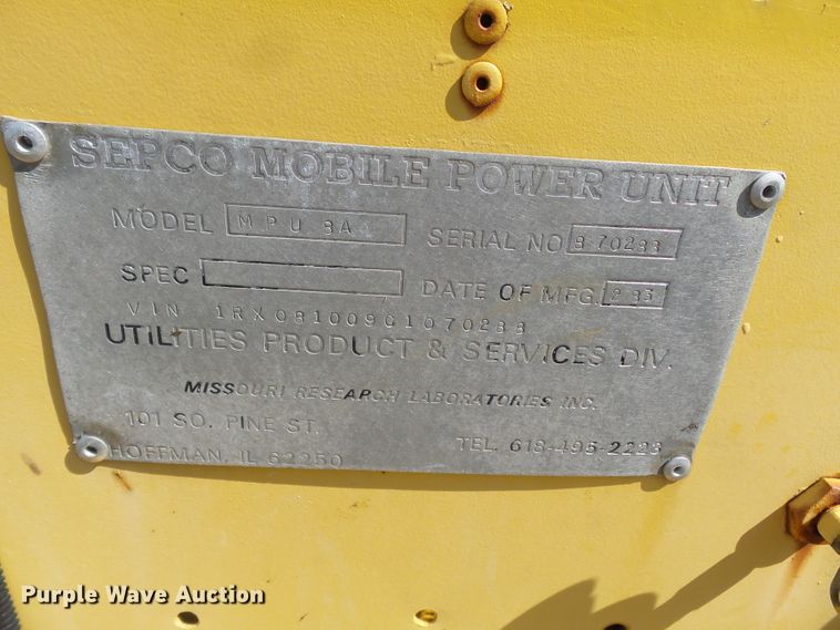 image for item DH3873 1983 Sepco MPU8A  generator