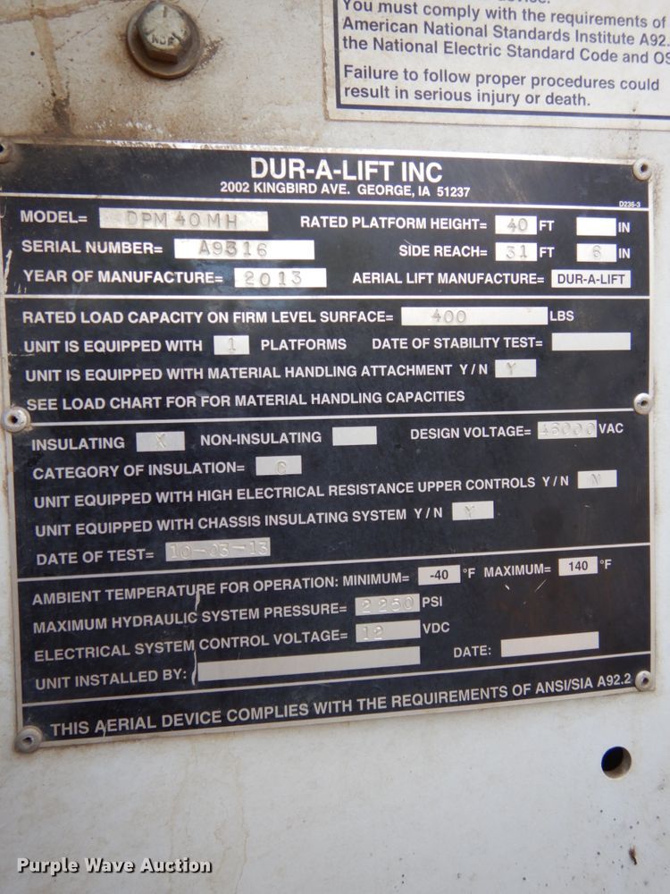 image for item DH6581 2013 Dodge Ram 5500  bucket truck