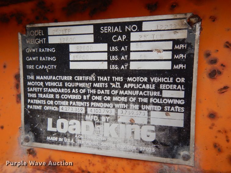 image for item DH6589 1982 Load King 252LFP low boy equipment trailer