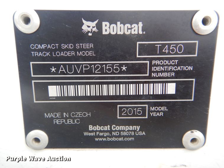 image for item DI0372 2015 Bobcat T450  tracked skid steer loader