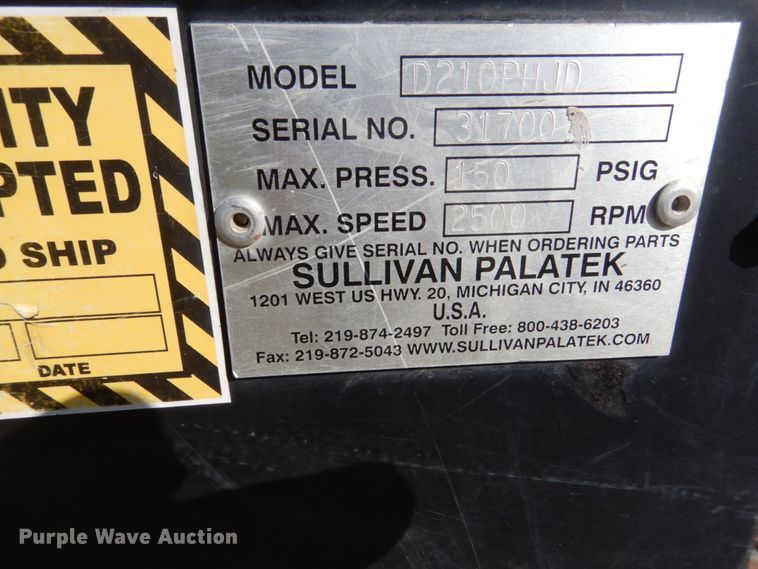 image for item FT9017 Sullivan Palatek D210PJD  air compressor