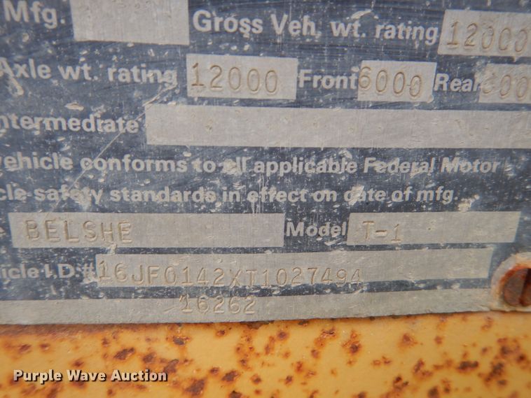 image for item FT9059 1996 Belshe equipment trailer