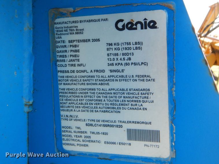 image for item HY9279 2005 Genie TML-4000N  light plant