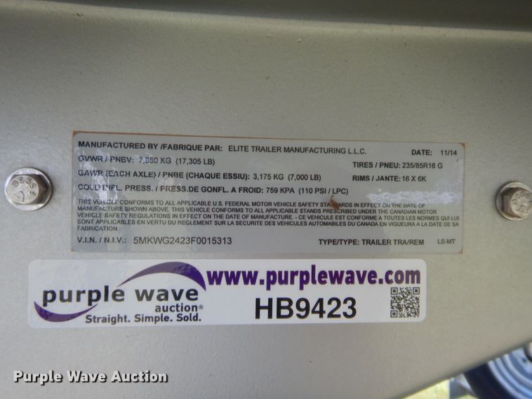 image for item HB9423 2015 Elite horse trailer