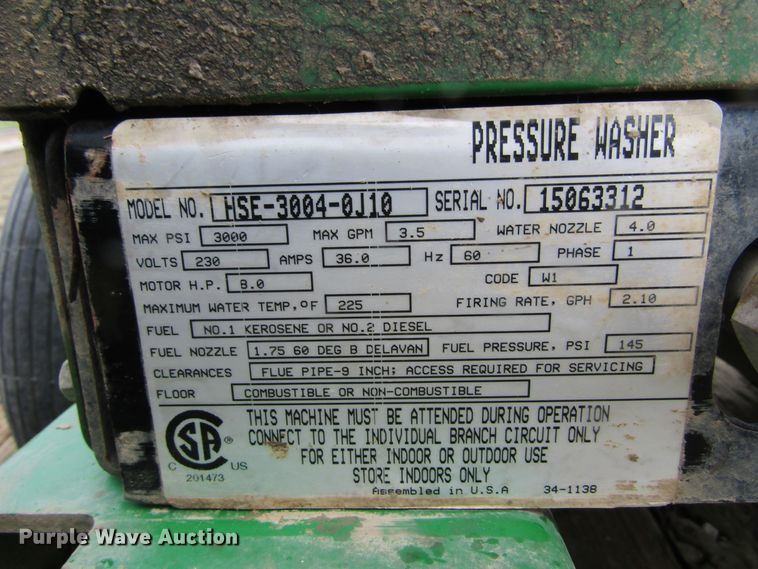 image for item HM9700 John Deere AC-3000EH pressure washer