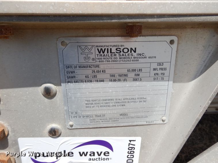 image for item DG6971 2015 Wilson DWH-500 double hopper bottom grain trailer