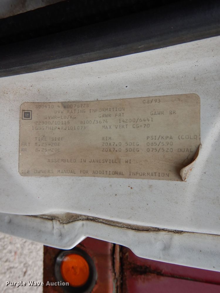 image for item DI8269 1994 Chevrolet Kodiak  dump truck