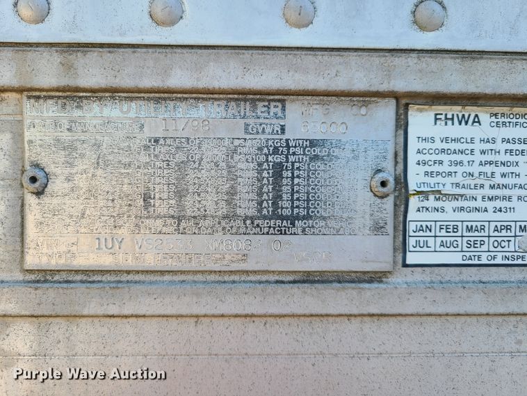 image for item EL9905 1999 Utility refrigerated van trailer