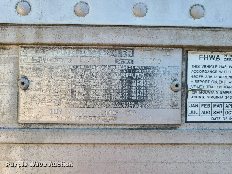 image for item EL9905 1999 Utility refrigerated van trailer