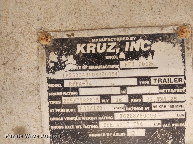 image for item EQ9412 2013 Kruz end dump trailer