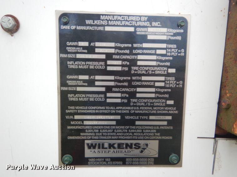 image for item GR9803 1987 Wilkens 0K2A53JC0BX walking floor trailer