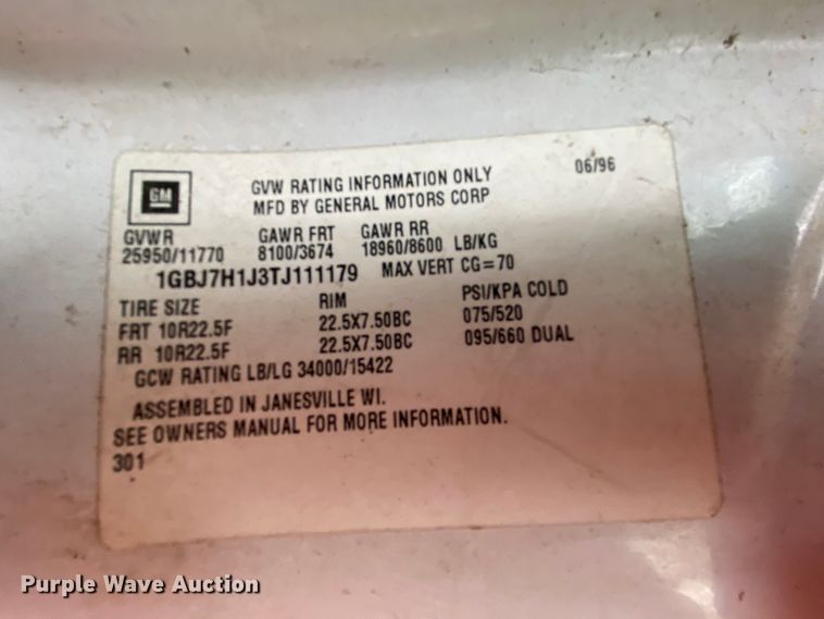 image for item HA9601 1996 Chevrolet Kodiak C6500  semi truck