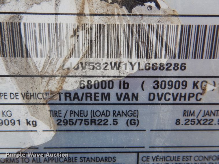 image for item HM9605 2000 Wabash dry van trailer