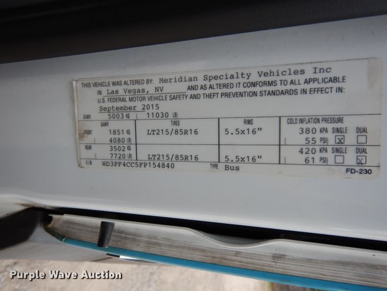 image for item DF4014 2015 Mercedes Benz Sprinter 3500  shuttle bus