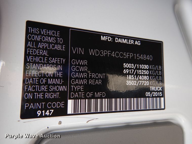 image for item DF4014 2015 Mercedes Benz Sprinter 3500  shuttle bus